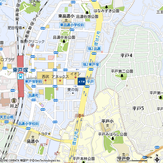 イオン東戸塚店付近の地図